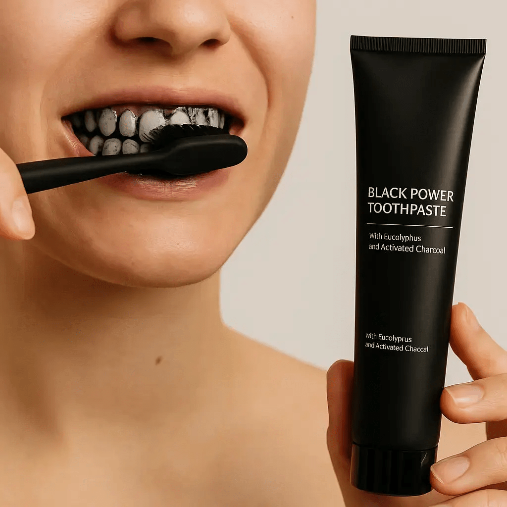 DENTIFRICE CHARBON ACTIF AIDE POUR LE BLANCHIMENT DENTAIRE AVEC BROSSE A DENTS A NANOTECHNOLOGIE